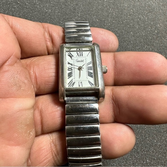 Speidel Express Ladies Quartz Tank Watch Silver Tone Roman Numeral Dial Working - Picture 2 of 9